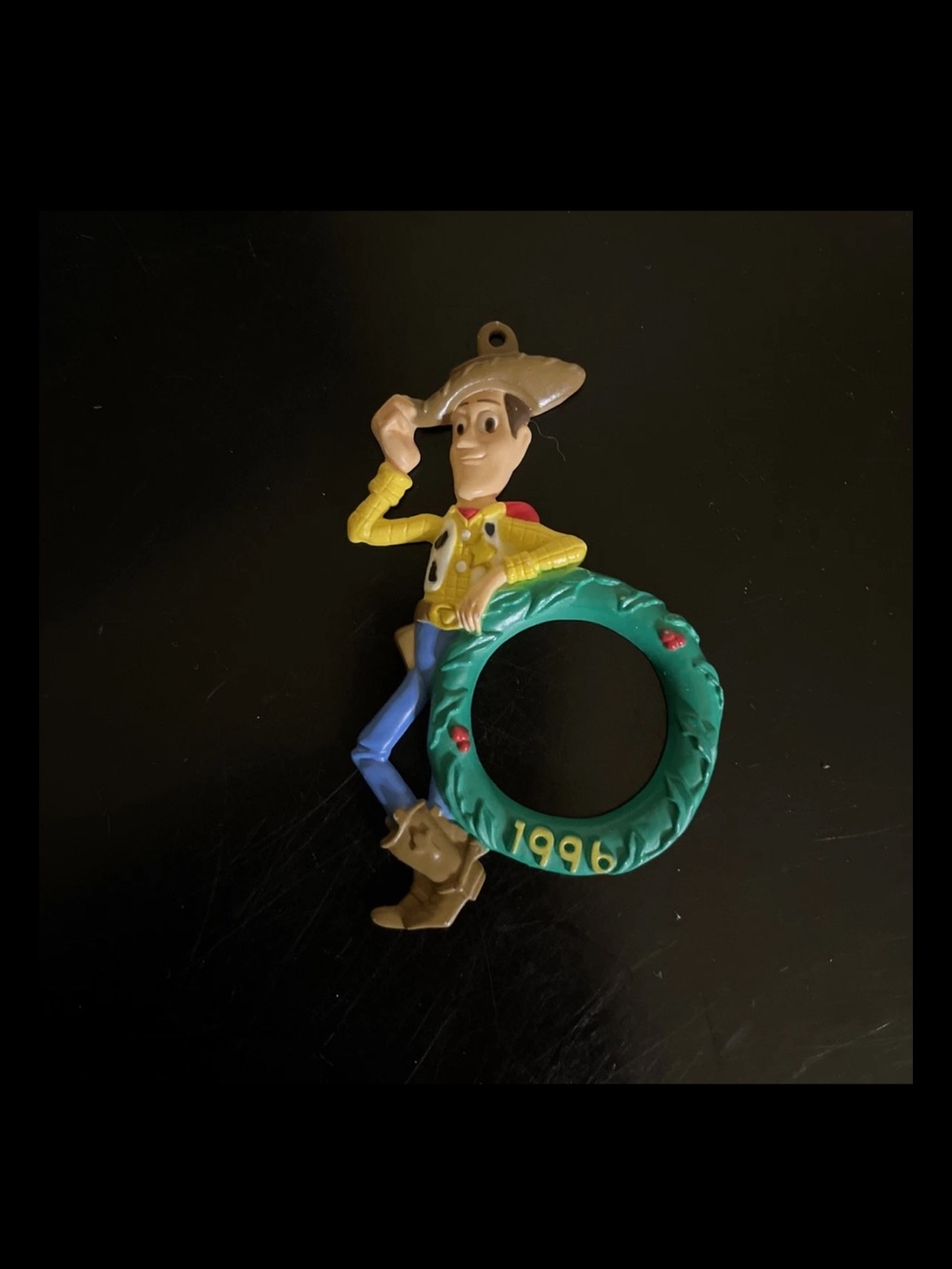 Vintage 1996 NWOB Disney Sherif Woody Toy Story photo holder ornament 4”
